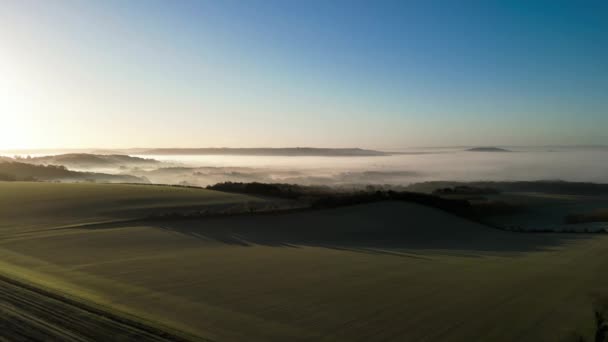 Vídeo Uma Manhã Enevoada Outono Sobre Cranborne Chase Aonb Wiltshire — Vídeo de Stock