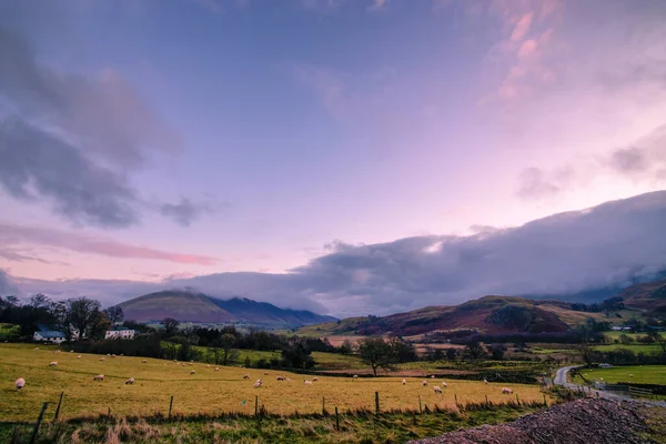 Sonnenaufgang Lake District Bei Keswick Cumbria Großbritannien — Stockfoto