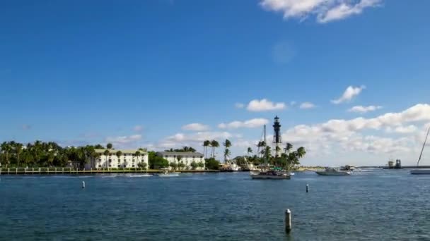Time Lapse Båtar Som Navigerar Hillsboro Inlet Florida Usa — Stockvideo