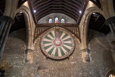 The Round Table in the Great Hall in Winchester, Hampshire, UK