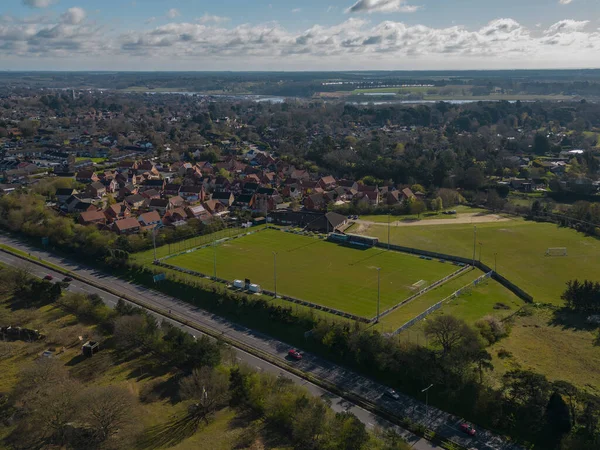 Een Luchtfoto Van Nottcutts Park Thuisbasis Van Woodbridge Town Football — Stockfoto