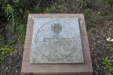 Memorial to Private Robert Beatham in Penrith, UK, who was awarded the Victoria Cross for valour during the Battle of Amiens in August 1918 clipart