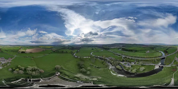 360 Stupňový Letecký Pohled Brougham Castle Poblíž Penrith Cumbria Velká — Stock fotografie