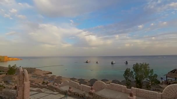 Időapszis Kilátással Óceánra Naplementekor Hadaba Sharm Sheikh Egyiptom — Stock videók