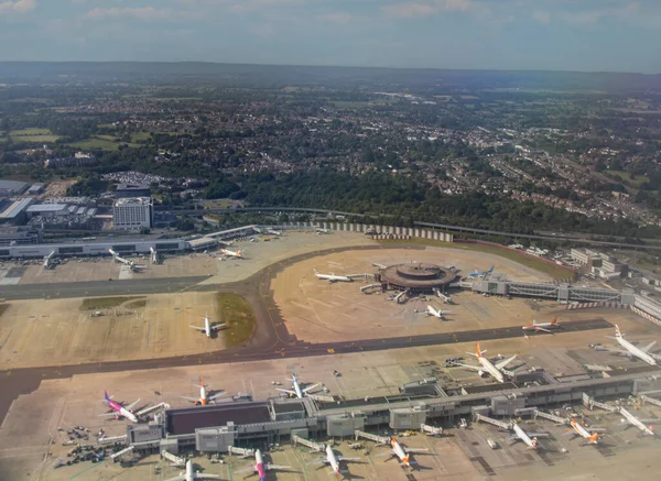 Αεροφωτογραφία Του Αεροδρομίου Gatwick Στο Sussex Ηνωμένο Βασίλειο — Φωτογραφία Αρχείου