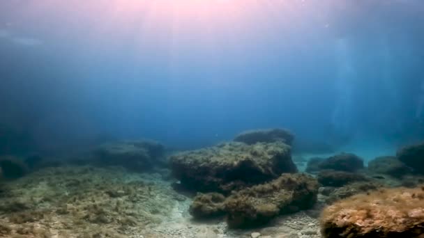 Video Luz Natural Del Sol Las Rocas Del Mar Mediterráneo — Vídeos de Stock