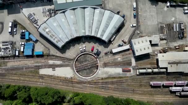 Légi Felvétel Blazey Roundhouse Engine Sheds Ről Cornwallban Angliában — Stock videók