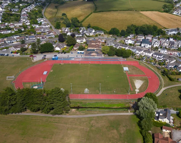 Een Luchtfoto Van Een Atletiekbaan Cornwall — Stockfoto