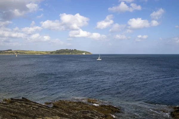 Uitkijkend Falmouth Bay Vanaf Pendennis Point Cornwall — Stockfoto