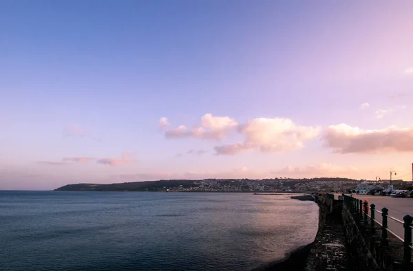 Zonsondergang Boven Stad Penzance Cornwall Verenigd Koninkrijk — Stockfoto