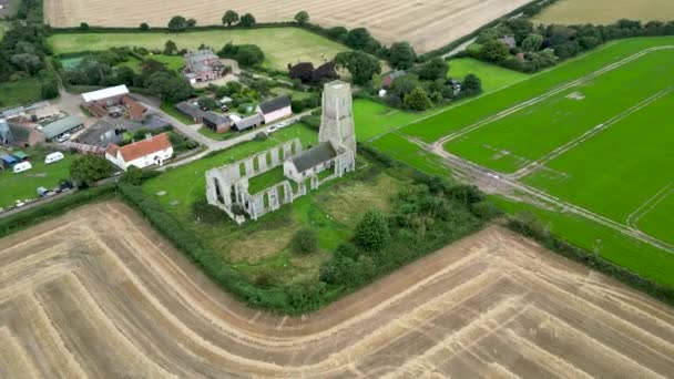 Drone Filmato Della Chiesa Sant Andrea Covehithe Nel Suffolk Regno — Video Stock