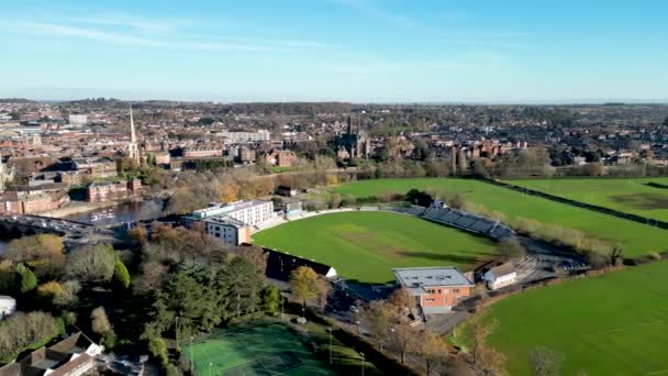Letecké Záběry New Road Kriketového Hřiště Worcesteru Worcestershire Velká Británie — Stock video