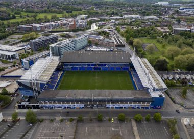 Ipswich Town Futbol Kulübü 'nün Suffolk, İngiltere' de bulunan Portman Yolu 'nun havadan görünüşü.