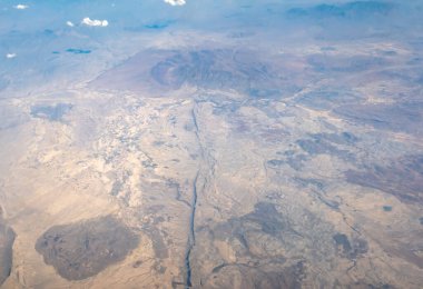 Texas, ABD 'deki Big Bend Ulusal Parkı üzerinde yüksek irtifa manzarası