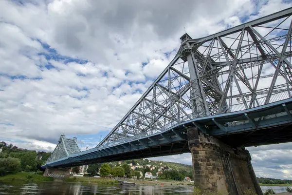 stock image The 19th century Loschwitz Bridge in Dresden, Germany