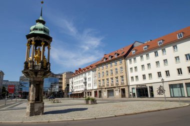 Magdeburg, Saksonya-Anhalt, Almanya 'daki Eski Pazar Meydanı' ndaki Binici Heykeli
