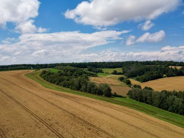 Doğu ve Batı Almanya arasındaki eski sınırın Eichsfeld, Thüringen, Almanya 'da bir hava manzarası