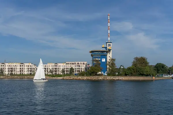 stock image The Pilot Station at the port of Rostock in Mecklenburg-Vorpommern, Germany