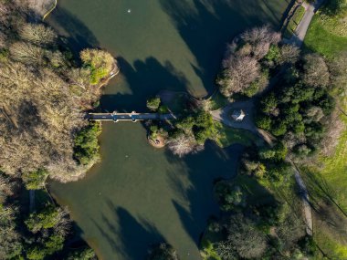 Doğrudan Stanley Park, Liverpool, İngiltere 'deki göle bakıyorum.