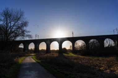 The Sankey Viaduct (Nine Arches) near Newton-le-Willows in Merseyside, UK clipart