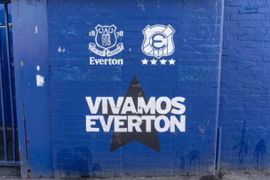Goodison Park 'ın dışında bir duvar resmi. Liverpool, İngiltere' deki Everton FC 'nin evi.