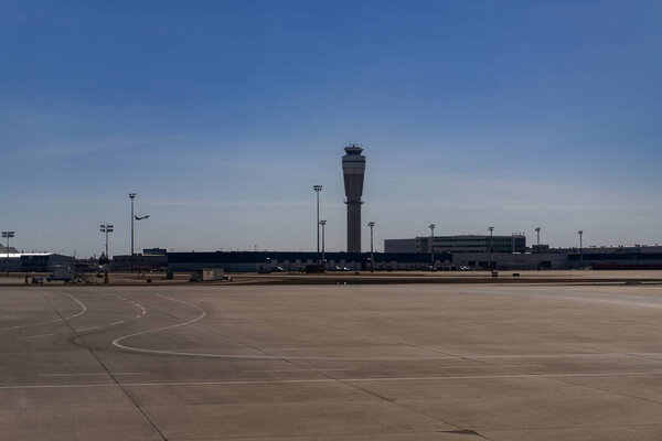 The buildings and tarmac of Calgary International Airport in Alberta, Canada