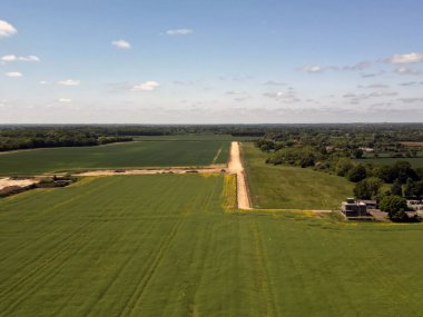 Thorpe Abbotts, Norfolk, İngiltere 'deki eski 2. Dünya Savaşı USAF havaalanının hava görüntüsü.