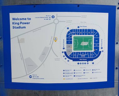 İngiltere 'nin Leicestershire kentindeki Leicester City Futbol Kulübü' nün bulunduğu King Power Stadyumu 'nun stadyum haritası.