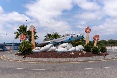 A Lockheed T-33 Shooting Star on display at Reus Airport in Catalonia, Spain
