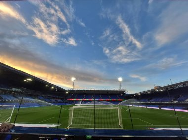 Portman Road at sunset in Ipswich, Suffolk, UK