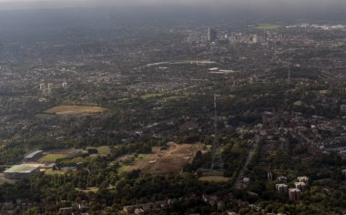 An aerial view of the Crystal Palace Transmitting Station in South London, UK