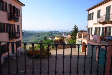 May 2022, Mongardino, Italy View of the Monferrato hills from the village of Mongardino