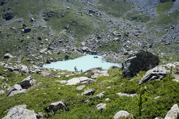 Lac Chiaretto Niché Pied Monviso Sur Les Alpes Cottitiennes Italiennes — Photo