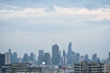 Bangkok Tayland 'daki binadan şehrin en üst manzarası