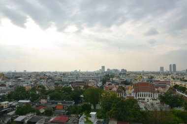 Bangkok Tayland 'daki binadan şehrin en üst manzarası