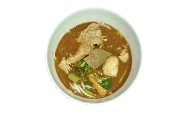 Boiled Braised Pork Meatball Black Herb Soup Bowl — Stock Photo, Image