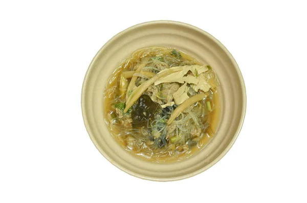 Boiled Glass Noodles Topping Gypsum Tofu Mashed Pork Ear Mushroom — Stock Photo, Image