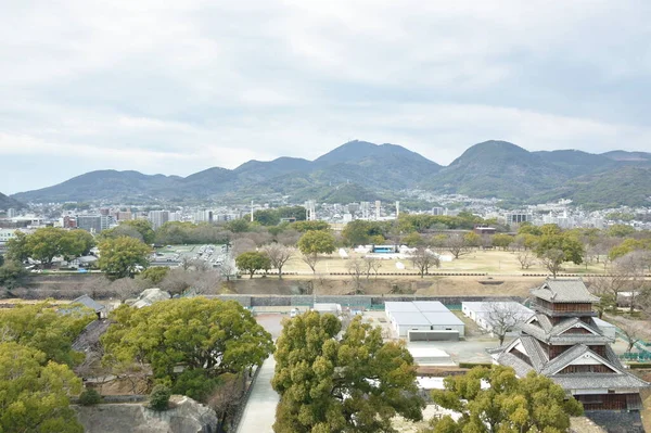 Landschaft Von Kumamoto Burg Durch Feuer Zerstört Aber Gouverneur Wiederaufbau — Stockfoto