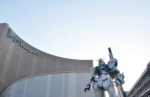 stock image Fukuoka Japan March, 2 2023 : Nu Gundam model showing at Mitsui Shopping Park Lalaport Fukuoka