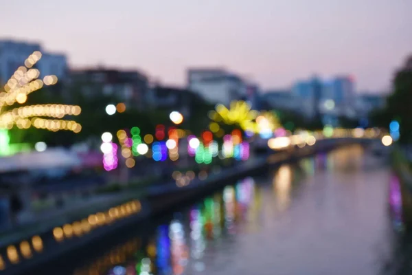 Розмите Світло Будівлі Мосту Фоні Річки Текстури — стокове фото
