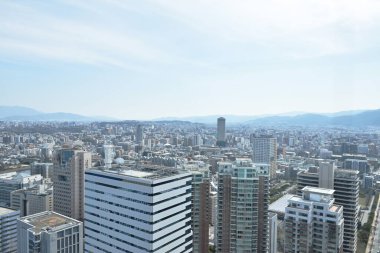 Fukuoka Kulesi 'nden şehir manzarası. Japonya' nın üçüncü en uzun ve seyahat yeri.