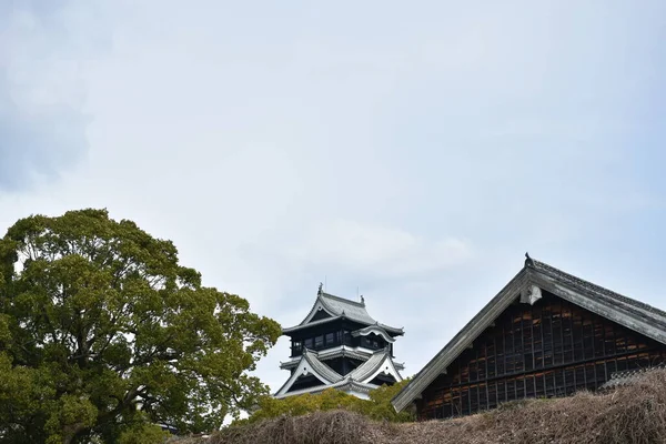 Kumamoto Hrad Zničen Ohněm Ale Guvernér Přestavět Zachovat Japonsku — Stock fotografie