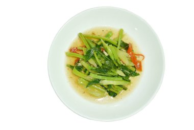 İstiridye soslu tuzlu balıklı kızarmış Çin lahanası. 