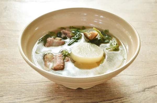 Boiled Slice Radish Pork Bone Soup Bowl — Stock Photo, Image
