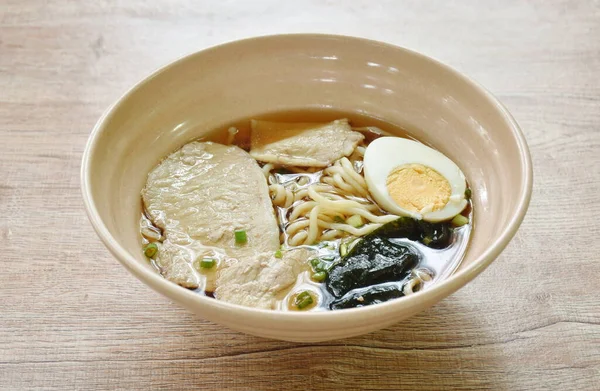Shoyu Ramen Japanese Yellow Noodles Topping Slice Braised Pork Boiled — Stock Photo, Image