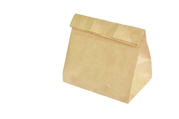 Brown Paper Packaging Bag Arranging White Background — Stok Foto