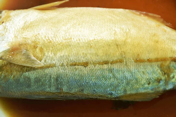 Вареная Соленая Сладкая Макрель Рыбный Суп Тарелке — стоковое фото