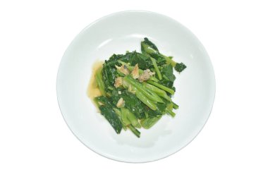 İstiridye soslu tuzlu balıklı kızarmış Çin lahanası. 