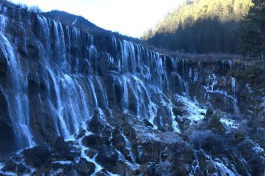 pearl waterfall at Jiuzhaigou natural national park travel location in China  clipart