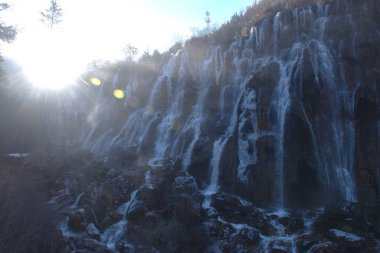 Nuorilang waterfall at Jiuzhaigou natural national park travel location in China  clipart